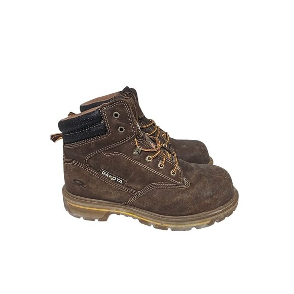Dakota Men's 6'' Quad Comfort Steel Toe Comp Plate Work Boots 6114 Brown 12W - Picture 2 of 7
